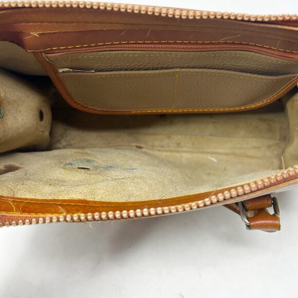Vtg 90s Dooney & Bourke All-Weather Pebbled Leather Satchel Bag Purse Tan/Brown - Picture 9 of 14
